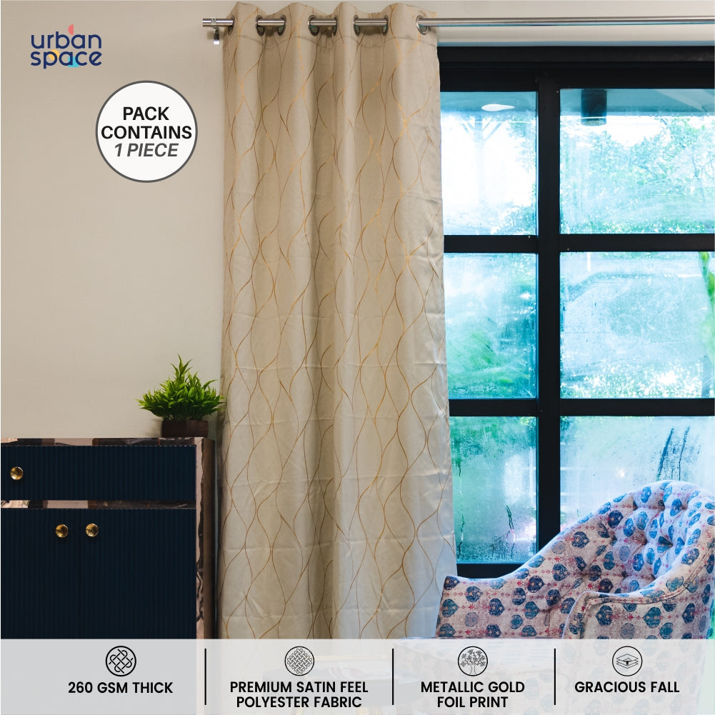 Buy Urban Space Pure Blackout Curtains for Living Room, Gold Foil printed  luxurious 100% blackout curtains with Stainless steel rings, 1 piece pack,  Sparkle (Dark Grey, Window 5ft x 4ft) Online at