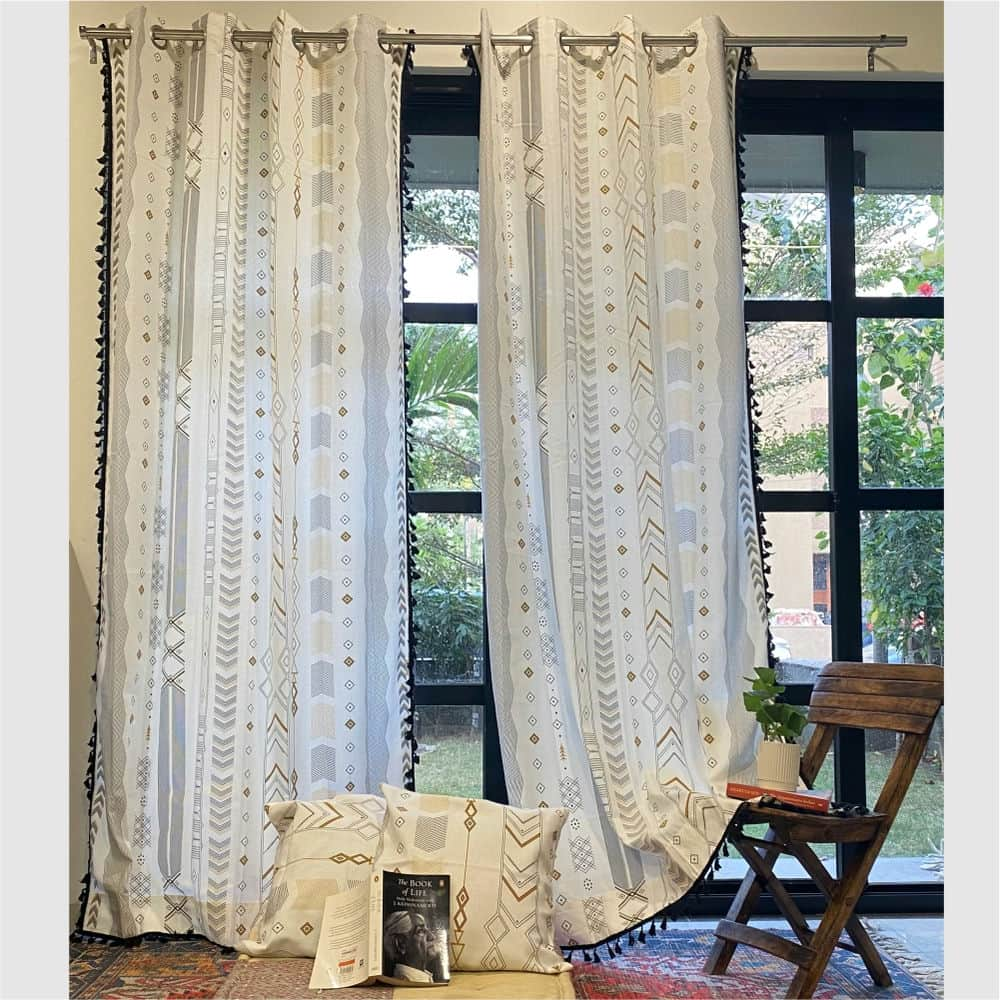 Anthropologie hotsell Boho white cotton curtains