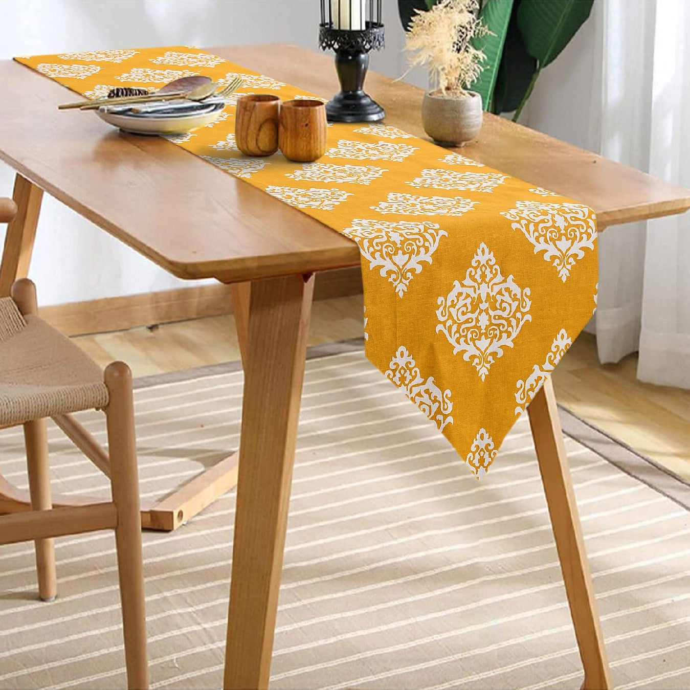 100% Cotton Table Cover & Table Runner, thick anti skid runner for 6 ...